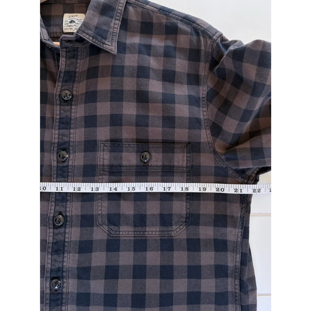 J CREW Buffalo Plaid Cotton Flannel Shirt Brown Black Button Up‎ Mens M Casual